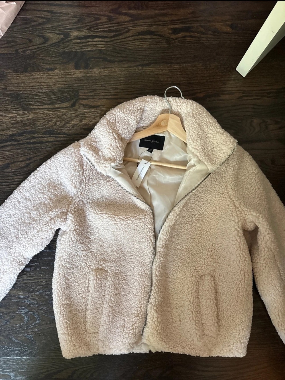 Banana Republic NWT Sherpa Bomber Leather Trim Jacket Xs